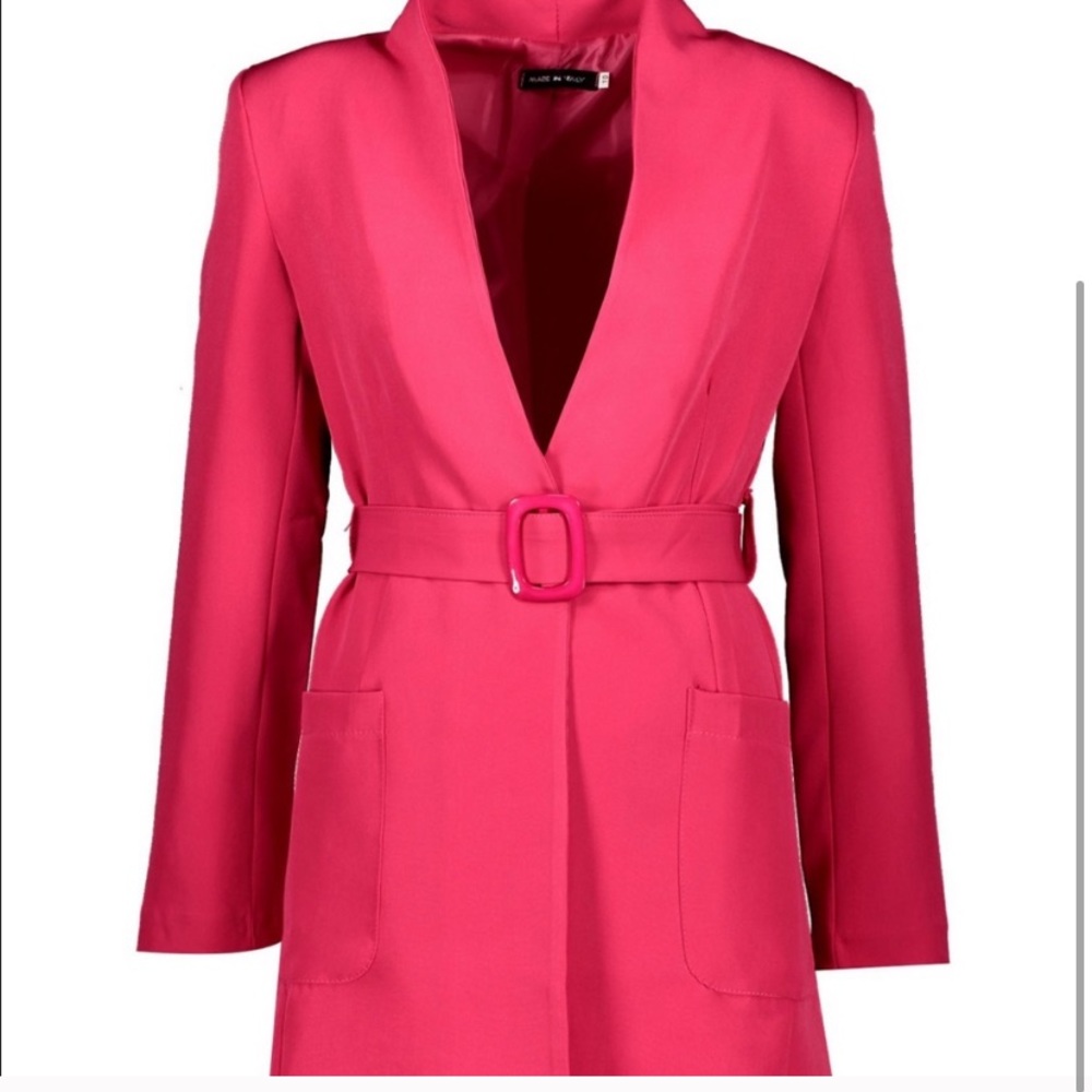Magenta belted Blazer Dress with Pockets NWT